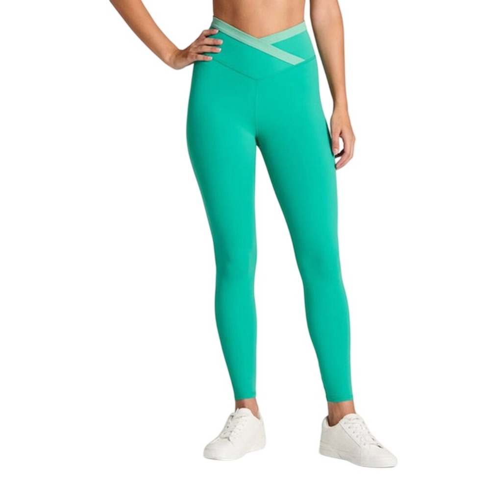 JoyLab Women's Teal Crossover High Waist Moisture Wicking Leggings Size XXS